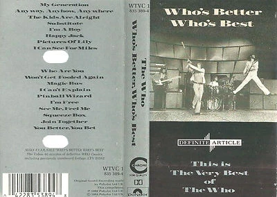 Who Who's Better Who's Best CASSETTE ALBUM Polydor ‎WTVC 1 Classic Rock compilat - Image 1 of 4
