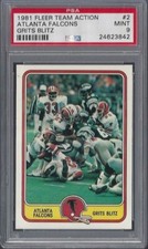 1981 Fleer Team Action #2 Atlanta Falcons Grits Blitz PSA 9 Mint 24623842