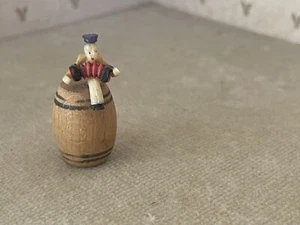 Vintage Miniature RAGTIME BAND Musician on Wooden Barrels 1940's Japan - Picture 1 of 3