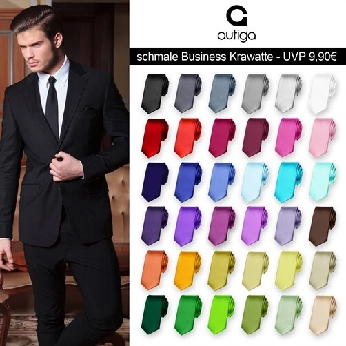 Krawatte Herren Hochzeit Konfirmation Slim Tie Retro Business Schlips schmal - Bild 1 von 1