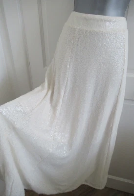 H&M Cream/Ivory all over sequinned sparkly Maxi Skirt UK 8 Holidays/Beach - Image 1 of 4
