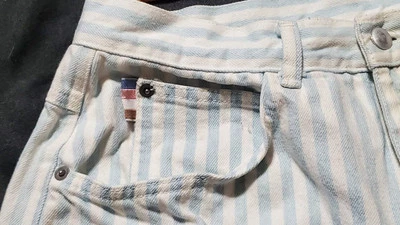 Vtg PS Gitano Blue White Striped Jeans 80s 90’s Proportionately Sized 12 Short  - Image 1 of 4