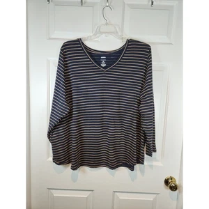 Langarm-T-Shirt Damen Größe 3X blau und braun gestreift von Sonoma - Bild 1 von 3