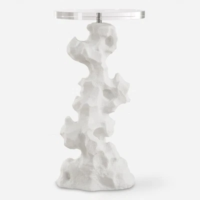 Uttermost 24253 Remnant 24.5 X 12.5 inch White Stone and Crystal Drink Table - Image 1 of 4