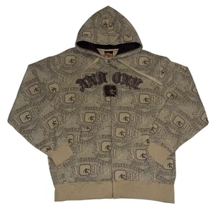 Vintage Y2K And1 AOP Hooded Jacket Mens Large Brown Full Zip Basketball Baggy - Bild 1 von 8