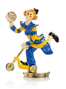 Keren Kopal  A clown Riding a Scoot Trinket Box Decorated with Austrian Crystals - Picture 1 of 17
