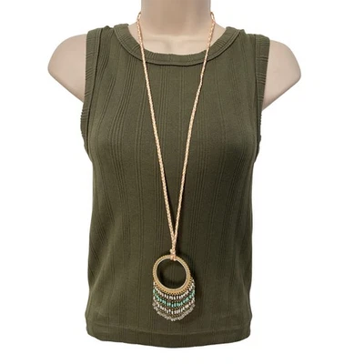 Collar de mujer saqueo Yvonne aro dorado melocotón blanco trenzado con cuentas BOHO básico Foto 1 de 4