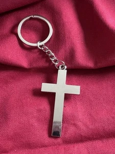 Shinny Silver Metal Cross KeyChain Made By Autom - Picture 1 of 2