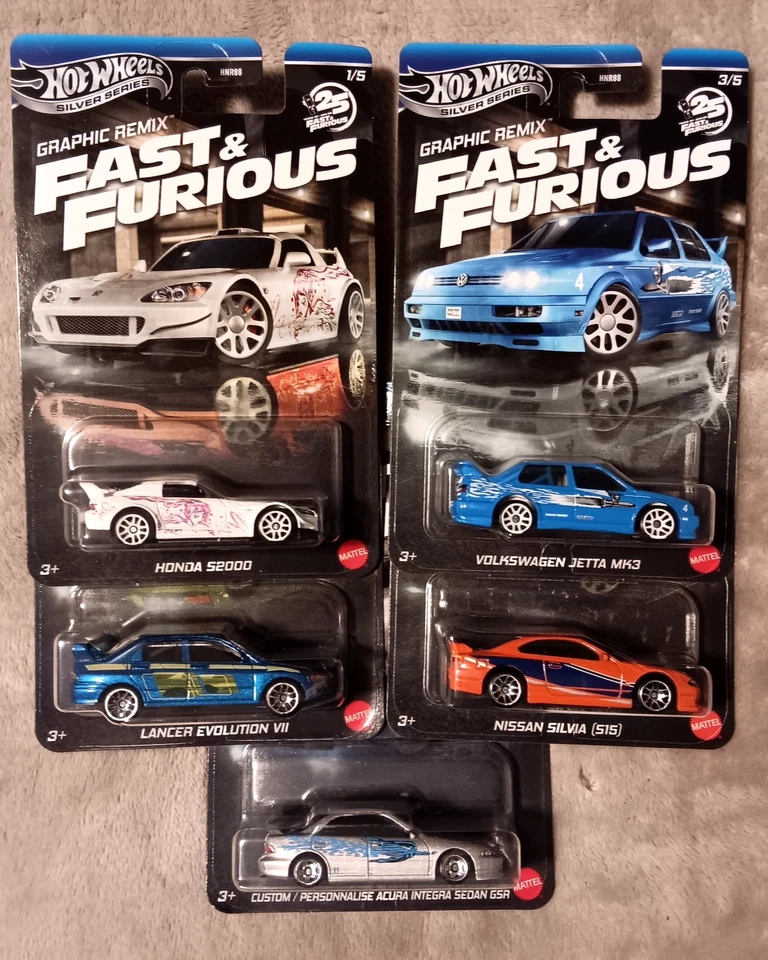 Hot Wheels Silver Series Fast & Furious Graphic Remix 2025 Juego Completo de 5 Nuevo Foto 1 de 1