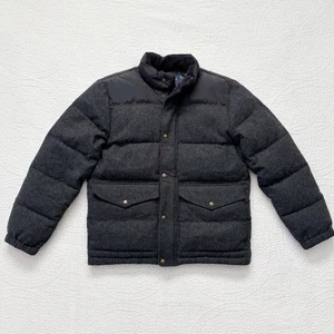 Lands' End Men's Down-Filled Wool Puffer Jacket, Charcoal / Black - Picture 1 of 5