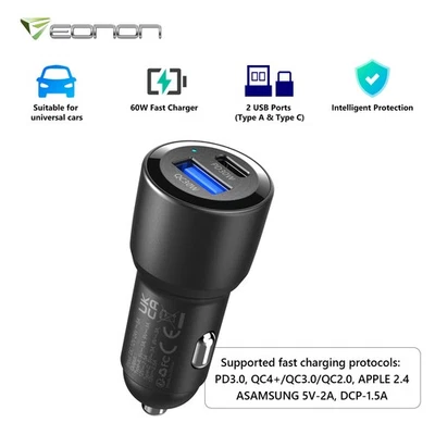 2 Port USB Super Fast Car Charger Adapter For iPhone Samsung Android Cell Phone - Image 1 of 4