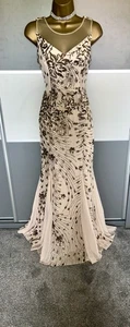 QUIZ Elegant Sequin Evening Prom Cruise Wedding Cocktail Maxi Dress Size 8 - Picture 1 of 3