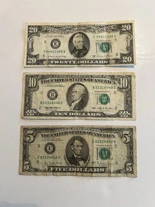 1981A $20, 1993 $10 & 1977A $5 In Circulated Condition - Picture 1 of 2