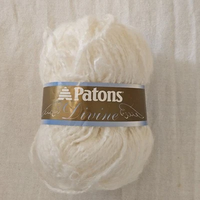 1 Madeja Parcial Patones Divino Voluminoso Hilo Hielo Blanco Esponjoso 81 g Lana Mohair Foto 1 de 4
