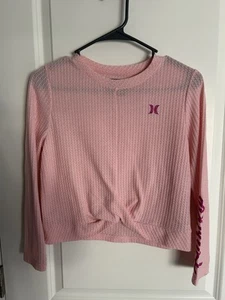 GIRLS KIDS YOUTH HURLEY SHIRT LONG SLEEVE SOFT PINK CREWNECK SZ L - Picture 1 of 4