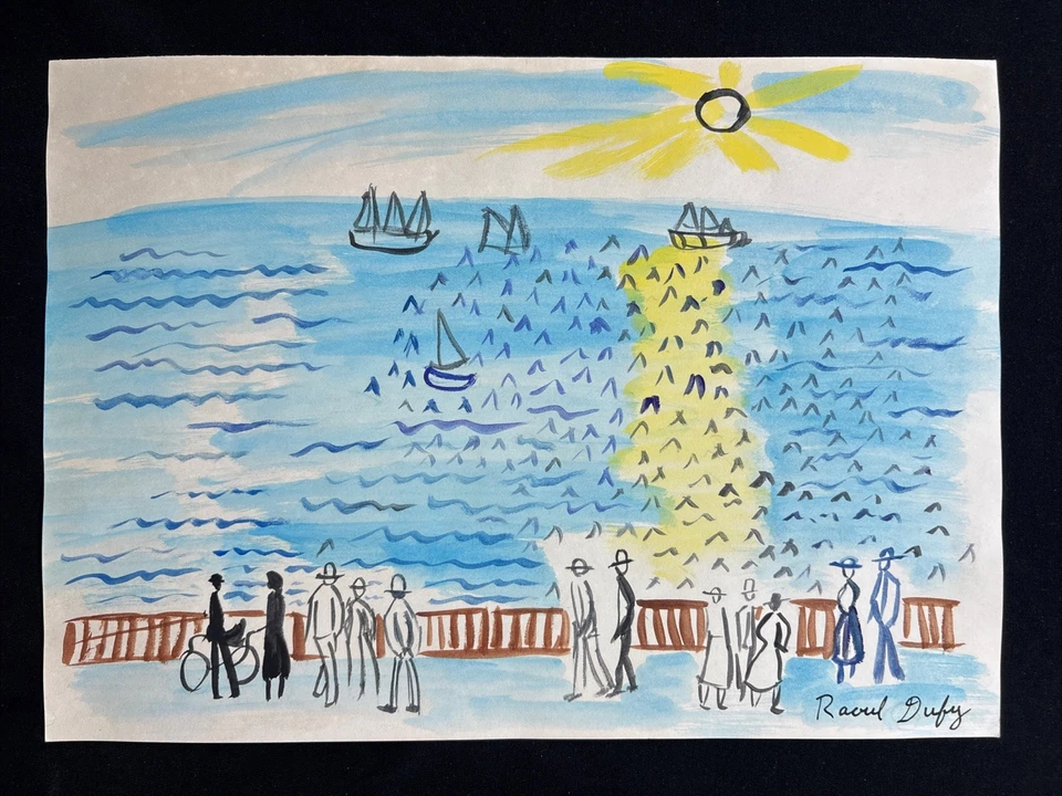 RAOUL DUFY drawing on old paper signed stamped vintage - Image 1 of 2