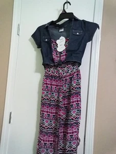 Girls size 12 rompers jumpsuit Multi Color Pink/Blue Slim - Picture 1 of 9