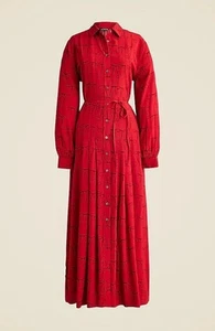 Nuevo con etiquetas J. Camisa Plisada Crew Drapey Estampado Lazo Rojo Talla 8 - Imagen 1 de 7