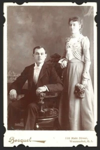 1880s Genuine Cabinet Card BOSQUET photograph Woonsocket, RI - Picture 1 of 1