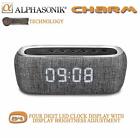 Alphasonik Wireless Bluetooth Portable Speaker FM Radio Digital LED Alarm Clock