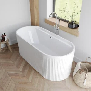Fluted Freestanding Bath 1700 x 750mm Acrylic Double Ended Bathroom - Picture 1 of 9