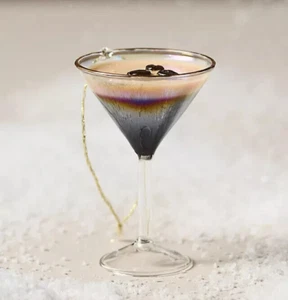 Adorno de vidrio de cóctel Espresso Martini Anthropologie bebida de café UNO (1) NUEVO - Imagen 1 de 3
