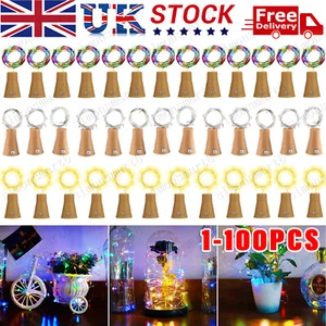 20 LED Solar Cork Wine Bottle Fairy Light with 2M Copper Wire Shape Bar lamp Lot - Picture 1 of 40