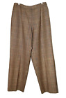 Talbots Brown Plaid Wool Pleated Front Lined Womens Zip Up Pants Size 12P USA