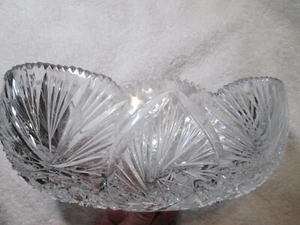 "Cuenco de cristal de cristal vintage americano corte brillante diseño estrella ovalado grande 10""" - Imagen 1 de 10