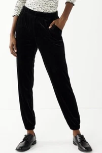 Black Velvet Pants, Elastic Cuffs, Size: S, New with Tags - Picture 1 of 6