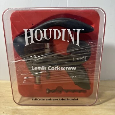 HOUDINI LEVER CORKSCREW By Rabbit, Black Wine Bottle Opener & Foil Cutter  - Image 1 of 4