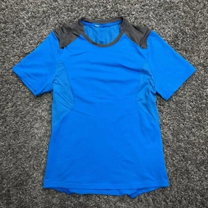 Lululemon Light As Air Tech Shirt Mens Medium Blue Short Sleeve Side Zip Pocket - Picture 1 of 11
