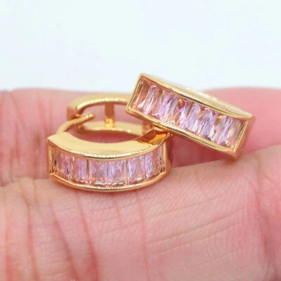 Pendientes Huggie Aro Topacio Místico Verde Lleno de Oro Amarillo 18K para Mujer Joyería Foto 1 de 4