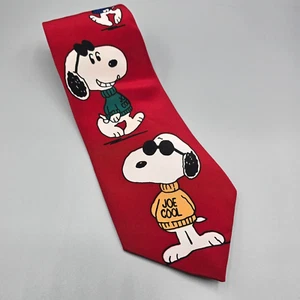Charlie Brown Peanuts Neck Tie Red Snoopy Joe Cool Length 57" Width 3.75" - Picture 1 of 8