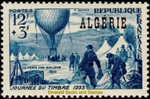 EBS French Algeria 1955 - Stamp Day - Balloon Post 1870 - DZ 325 - MNH** - Picture 1 of 1
