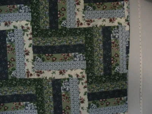 Cheater Quilt Top, "Log Cabin Navy", 90" x 108", Cotton Blend Material - Picture 1 of 1