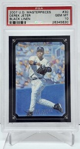 2007 UD MASTERPIECES DEREK JETER BLACK BORDERED LINEN SP #D /99 PSA 10 GEM MINT