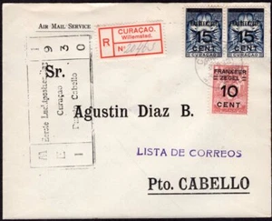 2217 CURACAO TO VENEZUELA FFC PRIMO VOLO COVER 1930 PANAM TO PUERTO CABELLO - Foto 1 di 2