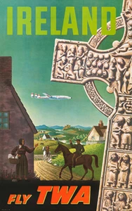 Irlanda - Fly TWA - anni '60 - Poster da viaggio - Foto 1 di 1