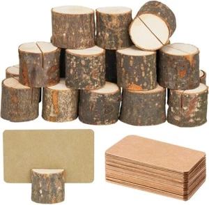 15 Wood Place Card Holders and 30 Kraft Table Place Cards - Picture 1 of 7