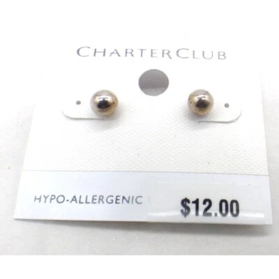 Brincos femininos Charter Club bola cravejada tom prata - Imagem 1 de 4