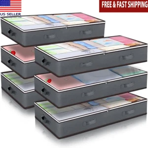 90L Storage Bags 6 Pack Under Bed Organizer Clear Window Handles Zipper Closure - Picture 1 of 6