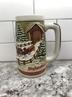 Budweiser 1984 Snowy Winters Eve Covered Bridge Holiday Clydesdales Beer Stein for sale