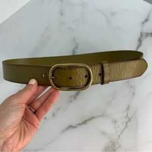 Anthropologie Olive Green Leather Buckle Belt XS