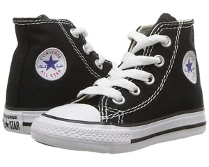 NEW INFANT TODDLER CONVERSE BLACK WHITE HI 7J231 CANVAS UPPER FREE SHIPPING - Picture 1 of 7