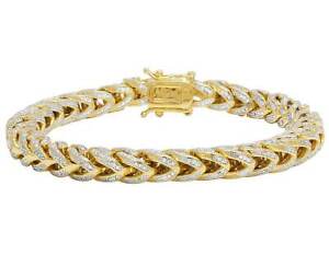 Men's Brass Franco Ice Out Bracelet In Yellow Gold Finish 8MM 9 inches