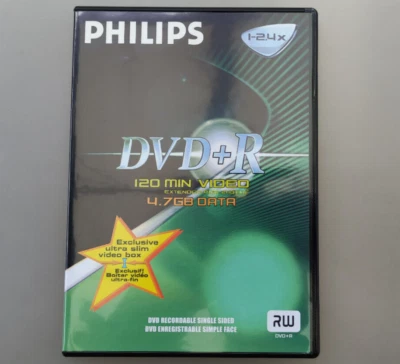 Philips DVD+Recordable Rohling 4,7 GB 120 min in flacher Klapphülle NEU! - Bild 1 von 3