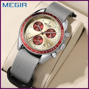 MEGIR NEU Luxus Herren Uhren Canvas Webband Sport Automatik Chronograph - Bild 1 von 34