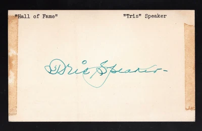 TRIS SPEAKER SIGNED JSA CERTIFIED AUTHENTIC AUTOGRAPH INDEX CARD BASEBALL HOF - Image 1 of 2