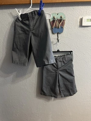 Lands End  Girls Teens Size 4 Gray Shorts School Uniform Elastic Waist Lot Of 2 - Image 1 of 4